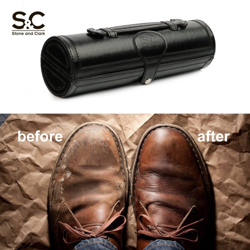 12PC Shoe Polish & Care Kit, Leather Shoe Shine Kit with Brown Wax, Shoe Brushes for Polishing, Compact Shoe Cleaning Kit