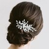Casolvx Handmade Pearl Crystal Hair Comb Silver Hair Comb Pearl Crystal Wedding Accessories Crystal Hairpin Bridesmaid Gift Pearl Hair Comb for Women and Teen girls (Silver)