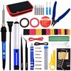 60W Adjustable Temperature Soldering Iron Kit - Soldering Stand, Tips, Desoldering Pump, Wire Cutter, Tweezers, Solder Paste, Heatshrink Tubes from Plusivo