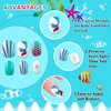 JANYUN 96 Pcs Kids False Nail Press on Nails Kids Full Cover Short False Nails Children Nail Tips Lovely Gift for Kids Little Girls Nail Art Decoration (Blue Theme)