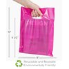 100 Pack of 9 x 12" Pink Plastic Shopping Bag with Die Cut Handle Merchandise Bags with Retail, Great For Merchandise Boutique Retail Glossy Pink Plastic Bags With Handles Cerise Hot