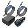 45W USB-C Charger, 2-Pack 45 Watt Super Fast Charger Type C PPS Wall/Car Charger for Galaxy S24 Ultra/S24+/S23 Ultra/S23+/S23/S22 Ultra/Note 10+, Tab S9 (6.6FT+3.3FT 5A Type C Cable)