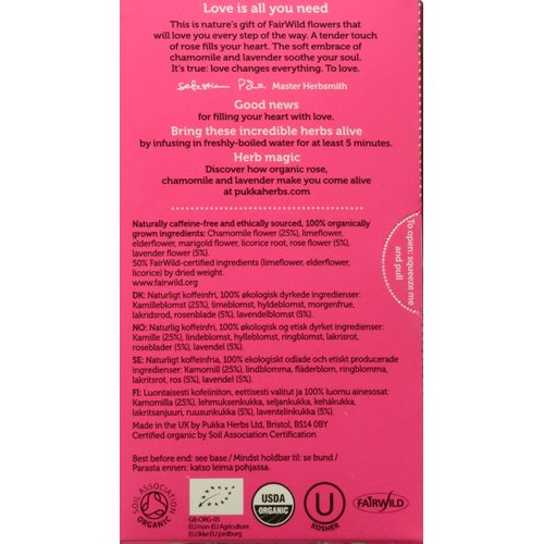 Pukka Organic Herbal Tea - Love - Rose Chamomile and Lavender - 0.8 oz - 20 Count
