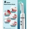 Tooth Polisher, Rechargeable Tooth Whitening Kit for Teeth Cleaning and Whitening, with 3 Tooth Polish Paste and 5 Brush Heads, LED Light, Easy to Use at-Home Personal Dental Care Kit