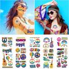 100PCS Groovy 70s Temporary Tattoos-10 Sheets Hippie Tattoo Stickers for Fan Birthday Party Decorations Hand Tattoo Party Favor Party Supplies Gift for Kids Boy Girl Adult Pretty Christmas Gift