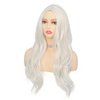 Tseses White Curly Long Wigs for Women Wavy Middle Part Natural Looking Heat Resistant Wigs Daily Use Halloween Party Hair(27.5 inch