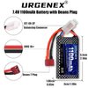 URGENEX Lipo Battery 7.4V 1100mAh RC Battery with Deans T Plug 35C High Discharge Rate 2S Lipo Battery Compatible with HBX, BEZGAR and Most 1/10, 1/12, 1/16, 1/18 Scale RC Car Truck Truggy
