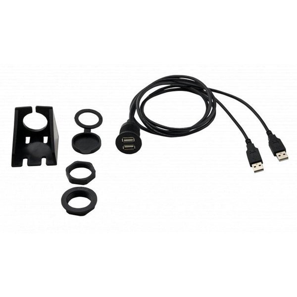 STINGER SSUSB2 Panel Mount Dual USB Cable with Multi Mount Accessories 4ft