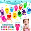 BOIKOKY 110 PCS Ice Cream Party Favors Set - Fun and Colorful Party Supplies for Kids, Includes Drinking Straws, Wristbands, Macaron Bubble Wands, Stamps, Keychains, and Stickers