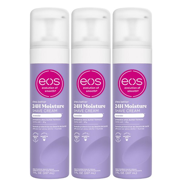eos Shea Better Shaving Cream- Lavender, Women's Shave Cream, Skin Care, Doubles as an In-Shower Lotion, 24-Hour Hydration, 7 fl oz, 3-Pack