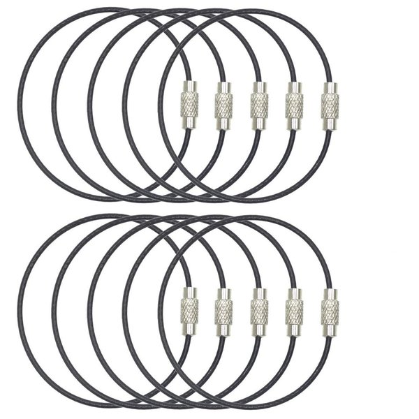 Mini Skater Stainless Steel Wire Cable Key Chain Key Ring Easy to Lock(Black)