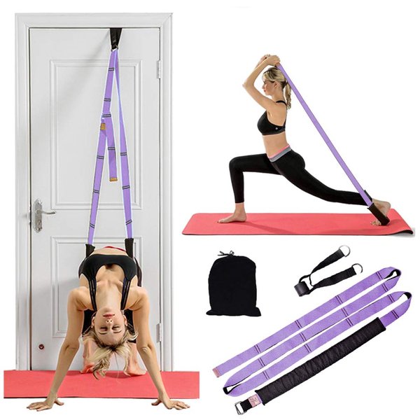 KimDaro Multi-Purpose Waist Exercise Band - Waist Back Bend Assist Trainer Flexibility & Yoga Stretching Leg Stretcher Strap w/Door Anchor for Dance Gymnastics Training Fitness (Purple)