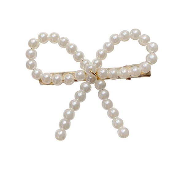 Pearl Bow Hair Clip - 1Pcs Elegant and Sweet White Pearl Bow Hair Barrette Pearl Hairpin Headwear Bow Bobby Pin Hair Accessories for Women Girls Wedding Bride Birthday Valentines Day Gifts