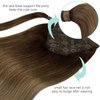Wrap Around Clip in Ponytail Hair Extensions Long Ponytail Extension Natural Straight Ombre Darker Brown Mix Light Brown to Light Brown Pony Tails Hair Extensions T#(M3-8)-8 16 Inch 80g
