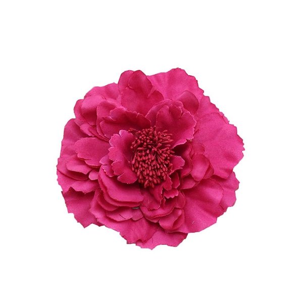 Koolgil Women's Bohemia Peony Flowers Hairpin Hair Clip Flower Brooch for Travel Party Festivals (Fuchsia) (Pack of 1)