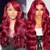 99J Burgundy Lace Front Wigs Human Hair 200 Density 26 Inch 13x4 Body Wave HD Lace Front Wigs Human Hair With Pre Plucked Glueless Red Wig Wine Red Lace Front Wigs
