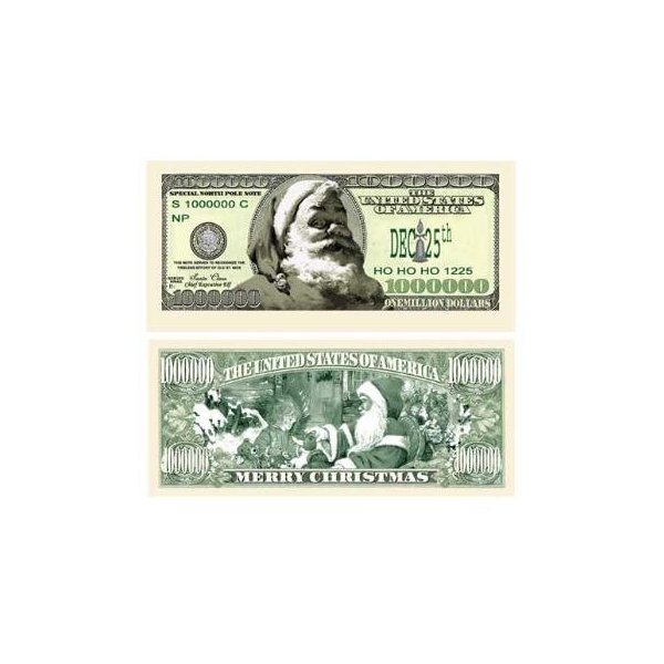 Santa One Million Dollar Bills Stocking Stuffers Case Pack 100