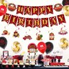 Chilfamy Casino Party Decorations, Las Vegas Theme Party Supplies with Casino Birthday Banner, Hanging Swirl Decors, Cake Toppers, Balloons for Men Women Poker Game Night Party