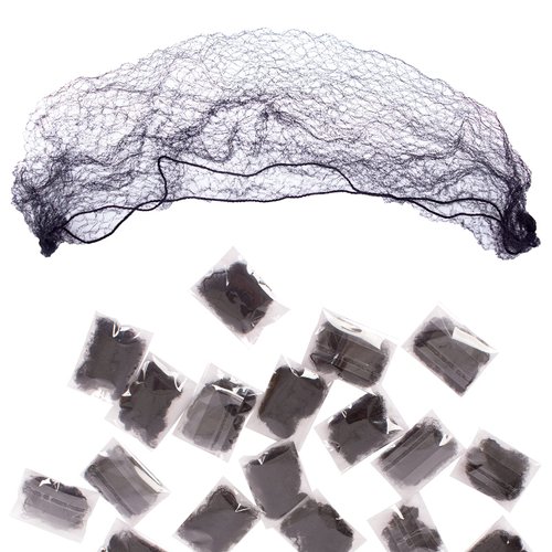 Askuang 20PCS of Black Hair Net Invisible Elastic Edge Mesh Stretchable Hair Nets for Women Sleeping Ballet Bun Food Service Individual Package Hairnet 20" (50 cm)