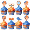Treasures Gifted Officially Licensed Blippi Cupcake Toppers & Wrappers 24ct - Blippi Cupcake Topper - Blippi Cake Decorations - Blippi Birthday Party Supplies - Blippi Cake Toppers