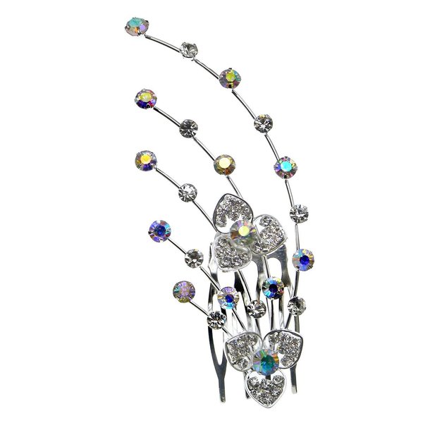 Bridal Floral Hair Piece Hair Comb Silver Tone 2727