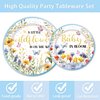 96PCS Wildflower Baby Shower Plates and Napkins Party Supplies A Little Wildflower Is On The Way Party Decorations Wildflower Disposable Tableware Set Serve 24 Guests