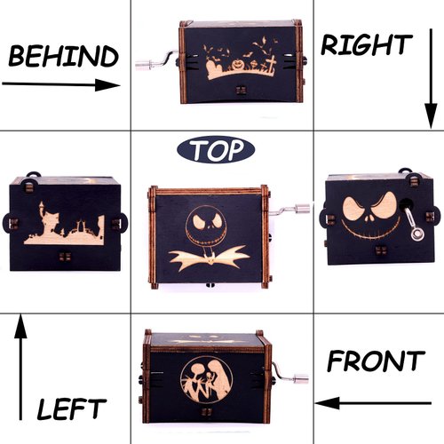 Keast We Are Simply Meant to Be Hand Crank Music Boxes, Unique Vintage Laser Engraved Wood The Nightmare Before Christmas Music Box Valentine's Day Gift Christmas Gift for Women