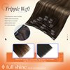 Full Shine Clip in Hair Extensions Human Hair Balayage Color 2 Darkest Brown Fading To 8 Ash Brown Highlight With 2 Brown Hair Extension Clip Ins 7 Pcs Clip in Real Hair 12 Inch for Short