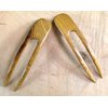 (2) Teak Wood Two Prong Curved 4.5 Inch Hair Stick Pick Pic Pin Fork