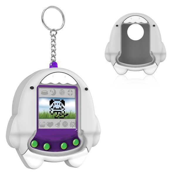 BEARDDO Case for Giga Pet Virtual Pet, Silicone Interactive Pet Game Machine Case Cover for Kids Child Ages 5 and Up, Cute Cartoon Shark Anime for Giga Pet Protective Cover Boy Teens (White)