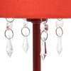 Simple Designs LT3018-RED Table Lamp with Fabric Shade and Hanging Acrylic Beads, Red