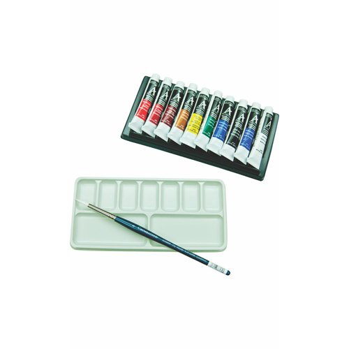 Grumbacher Academy Watercolor Paint, 7.5ml/0.25 oz. Tube, 10-Color Set