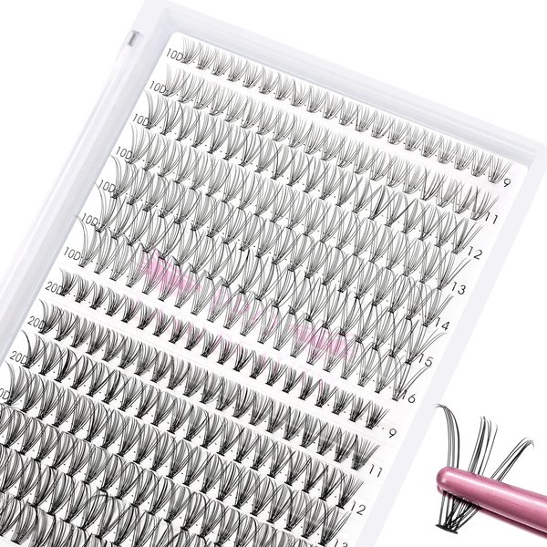280 Pcs Individual Lashes 10+20-D-9-16mix Cluster Lashes 10D 20D C D Curl Wispy Lashes Bottom Lashes DIY Lashes At Home（10+20-D-9-16mix）