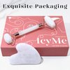 BAIMEI Jade Roller & Gua Sha, Face Roller, Facial Beauty Roller Skin Care Tools, Self Care Gift for Men Women, Massager for Face, Eyes, Neck, Relieve Fine Lines and Wrinkles - White