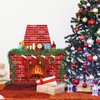TaoBary Christmas Cardboard Fireplace 35.4 x 38.6 Inch Red Brick Bulletin Board Decoration Christmas Holiday Hearth Bulletin Board with 16.4 ft PVC Artificial Garland for Christmas Home Decor