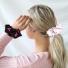 Pink Ribbon Hair Ties Hair Scrunchies for Women Adorable Pink White Black Ribbon Bow Scrunchies for Thick Hair Elastic Scrunchies for Girls