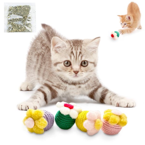 AVYDIIF Cat Toys Balls Include Catnip, 4 Pack Catnip Toys Balls for Cats, Interactive Kitten Toys Chasing Cat Balls Playful, Cat Kicker Toy, Toys for Indoor Cats, Increase Your Interaction with Cats