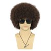 VGbeaty Afro Fluffy Wig for Men or Women Short Curly Dark Brown Rocker Wig California Halloween Hippie Party Cosplay Costume Wig (Dark Brown)