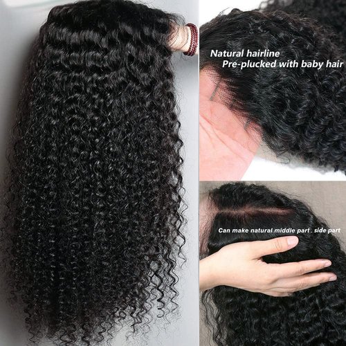 13x6 Lace Front Wigs Human Hair 210 Density Curly HD Transparent Lace Frontal Wigs Human Hair for Women Pre Plucked Kinky Curly Glueless Wigs Human Hair Wigs with Baby Hair (26 Inch, Deep Curly Wigs )