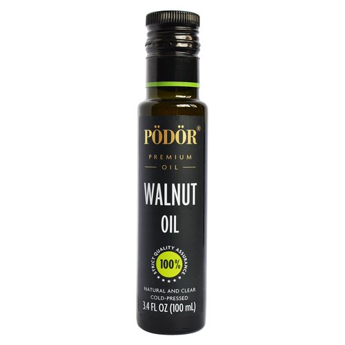 PÖDÖR Premium Walnut Oil - 3.4 fl. Oz. - Cold-Pressed, 100% Natural, Unrefined and Unfiltered, Vegan, Gluten-Free, Non-GMO in Glass Bottle