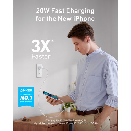USB C Charger Block 20W, Anker 511 Charger ( Nano ), PIQ 3.0 Durable Compact Fast Charger with 6ft USB C to Lightning Cable (MFi Certified) for 14/14 Plus/14 Pro/14 Pro Max/13/iPad Pro and More