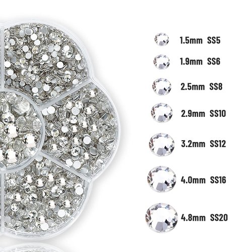 Rhinestones,3150pcs Clear Nail Gems Silver Face Jewels Tooth Eye Gems-Tiny Glass Nail Diamonds Stone Flatback-Small White Crystals Rhinestone for Acrylic Nails-Craft Gems with Wax Pen HINABTRU