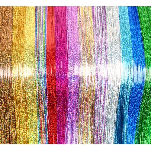 LyoRuSi Hair Tinsel Kit, Fairy Tinsel Hair Extensions With Tool 5250 Strands 14 Colors Glitter Hair Tinsel Kit Heat Resistant Accessories for Girls Women Kids (48 Inch)