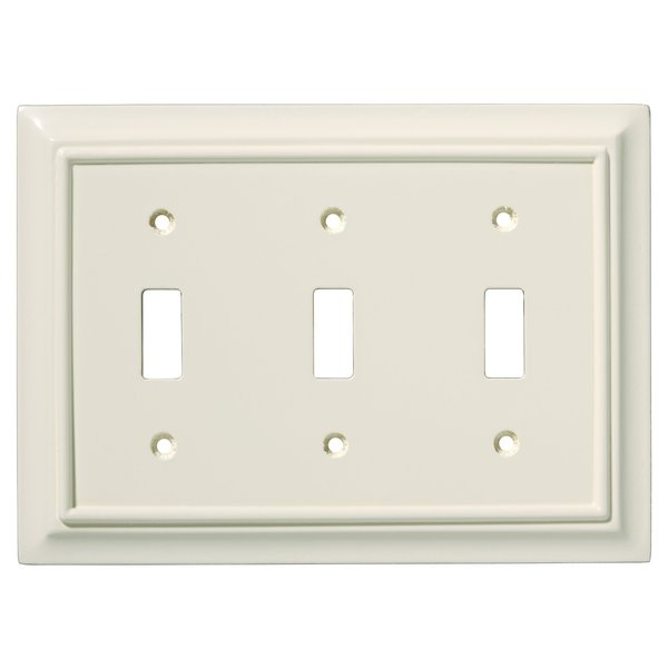 BRAINERD 126448 Wood Architectural Triple Toggle Switch Wall Plate / Switch Plate / Cover, Light Almond