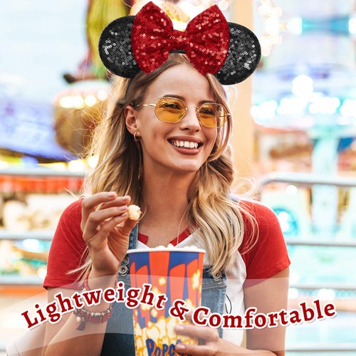 Akkya Mouse Ears Headband Hair Clips Accessories for Women Girl Kid Adult Birthday Party Princess Park Costume Mini Bow Gift Black