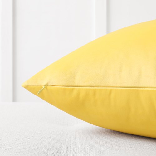 Mixhug Set of 2 Cozy Velvet Square Decorative Throw Pillow Covers for Couch and Bed, Pale Yellow, 18 x 18 Inches