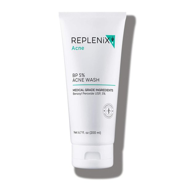 Replenix BP 5% Acne Wash, Oil-Free Benzoyl Peroxide Face Cleanser with Medical-Grade Ingredients for Acne-Prone Skin (6.7 fl. oz)