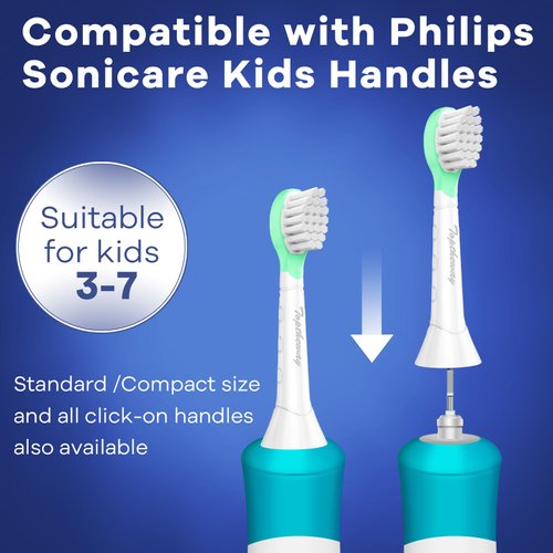 Kids Toothbrush Heads for Philips Sonicare: Soft Electric Replacement Brush Compatible with Phillips 6032/94 6321 6340 6042 6320 6330 Compact Head for Child 3-7, Pink Girl Green Boy 8 Pack