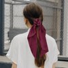 Big Bow Hair Scrunchies Hair Ties Soft Satin Hair Bow Ribbon Ponytail Holder for Girls and Women, 2pcs (Wine Red)