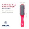 Kent AHGLO01 Airhedz Glo Red Half Round Narrow Detangling Hair Brush - 9 Row Ionic Anti Static Non Scratch Long Nylon Bristle Great for Detangling and Smoothing Medium to Long Length Hair